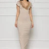 Loud Whispers Feathered Ribbed Dress (Cream)- FINAL SALE