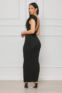 Loud Whispers Feathered Ribbed Dress (Black)- FINAL SALE -Lilly's Kloset lillys12 6 221163
