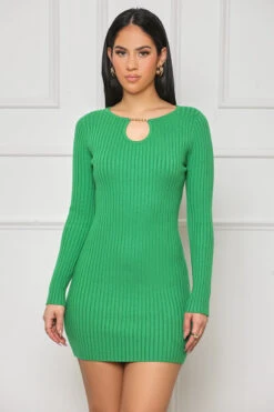 Critically Acclaimed Ribbed Mini Dress (Green)- FINAL SALE
