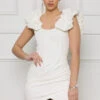 Out Tonight Poof Sleeve Mini Dress (White)- FINAL SALE
