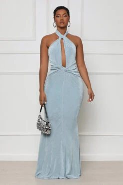 Plunge Halter Maxi Dress (Light Blue)- FINAL SALE 6 Plunge Halter Maxi Dress (Light Blue)- FINAL SALE -Lilly's Kloset lillys2 21 238654