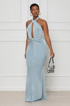 Plunge Halter Maxi Dress (Light Blue)- FINAL SALE 7 Plunge Halter Maxi Dress (Light Blue)- FINAL SALE -Lilly's Kloset lillys2 21 238660