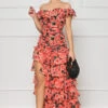 Ruffled Floral Maxi Dress (Red Multi)