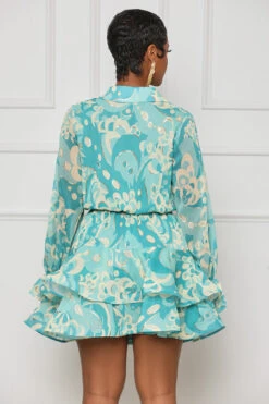 In Bloom Peplum Mini Dress (Green Multi) -Lilly's Kloset lillys2 8 234978