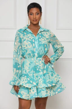 In Bloom Peplum Mini Dress (Green Multi) -Lilly's Kloset lillys2 8 234989