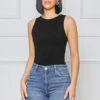 Simple And Sweet Tank Bodysuit (Black)