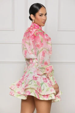 Garden Dreams Sheer Skater Skirt Set (Green Multi)- FINAL SALE -Lilly's Kloset lillys3 7 2314116