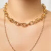 Gold Double Chain Necklace Set