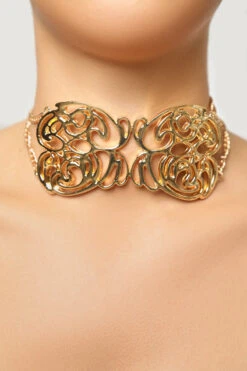 Gold Abstract Wide Choker