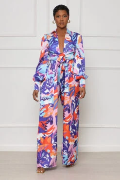 Summer Desire Pleated Floral Jumpsuit (Purple Multi)- FINAL SALE