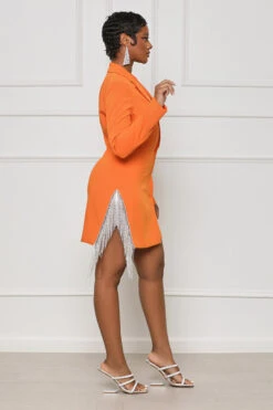 Rhinestone Fringe Blazer Dress (Orange)- FINAL SALE -Lilly's Kloset lillys3 7 2316649