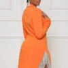 Rhinestone Fringe Blazer Dress (Orange)- FINAL SALE