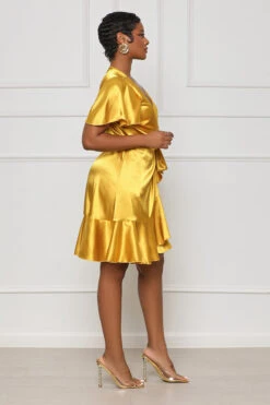 Gold Standard Wrap Dress (Yellow)- FINAL SALE -Lilly's Kloset lillys3 7 23drop215061
