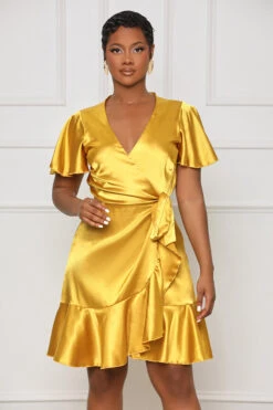 Gold Standard Wrap Dress (Yellow)- FINAL SALE