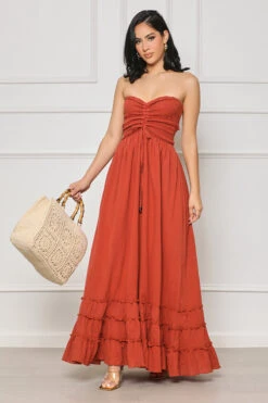Can't Compare Strapless Maxi Dress (Brown)