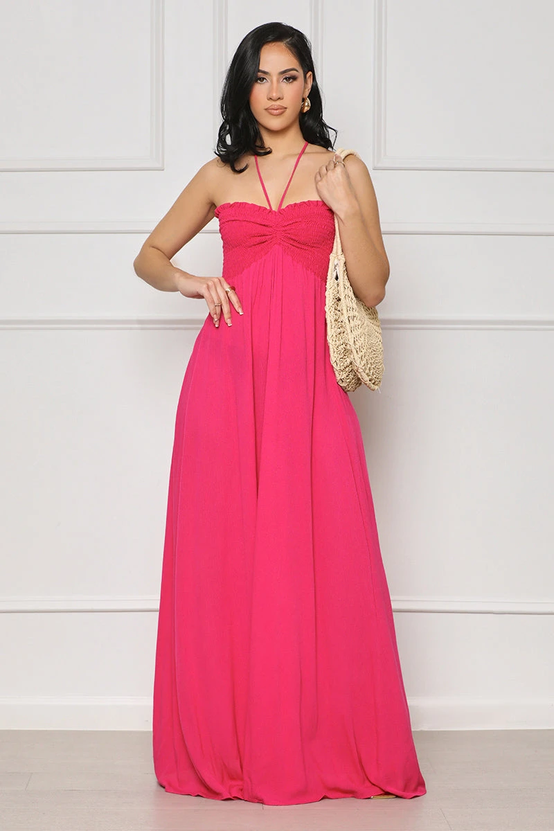 Feeling Relaxed Halter Top Maxi Dress (Pink) 1 Feeling Relaxed Halter Top Maxi Dress (Pink)