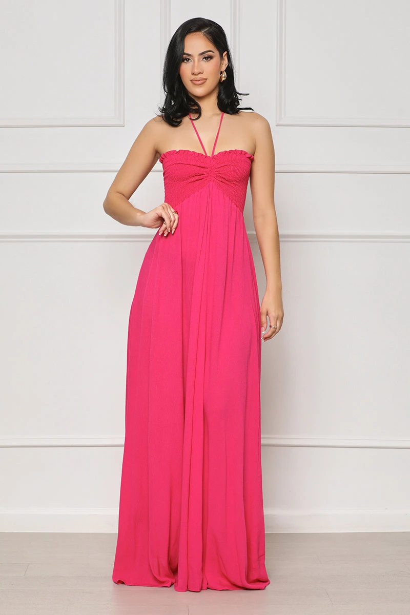 Feeling Relaxed Halter Top Maxi Dress (Pink) 2 Feeling Relaxed Halter Top Maxi Dress (Pink) - Image 2