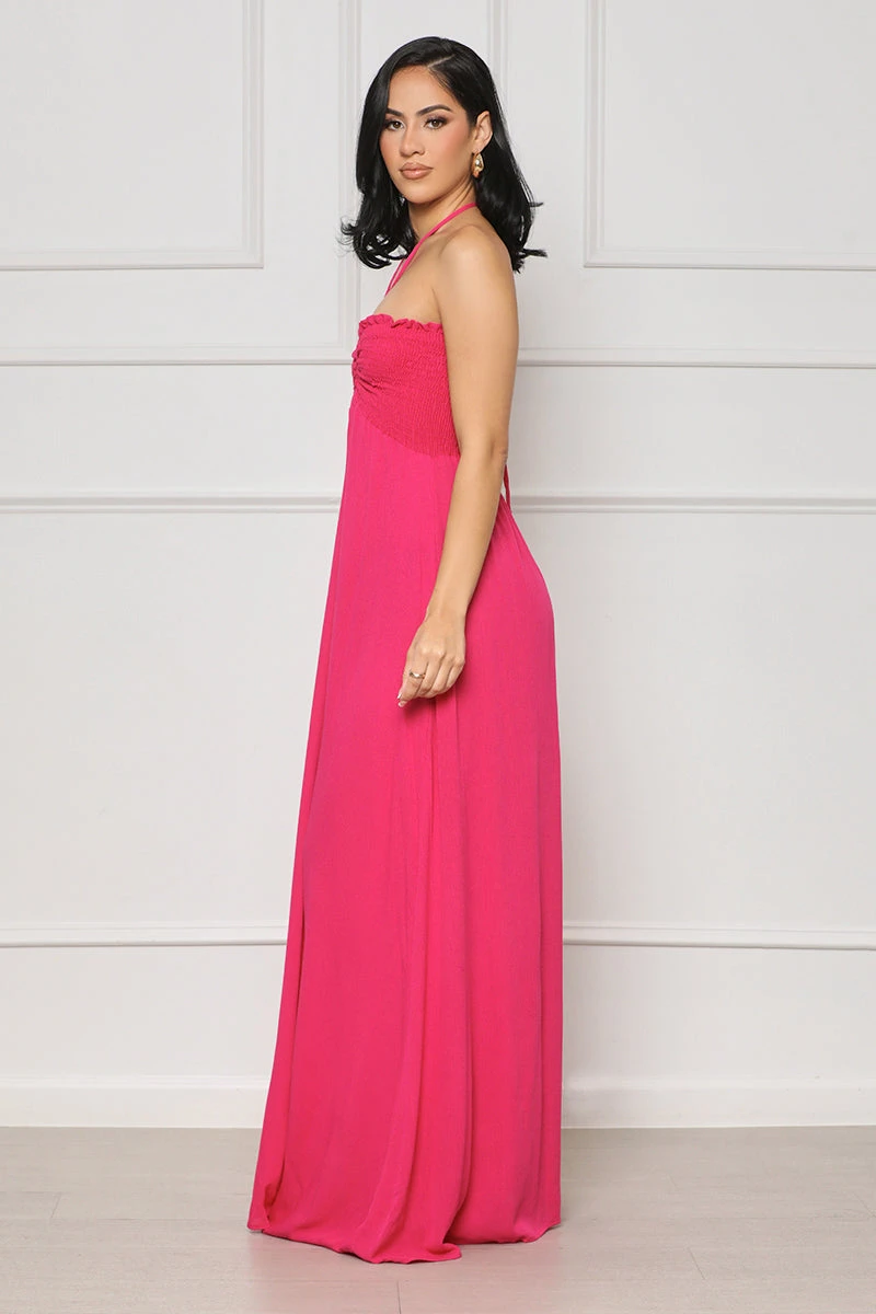 Feeling Relaxed Halter Top Maxi Dress (Pink) 3 Feeling Relaxed Halter Top Maxi Dress (Pink) - Image 3