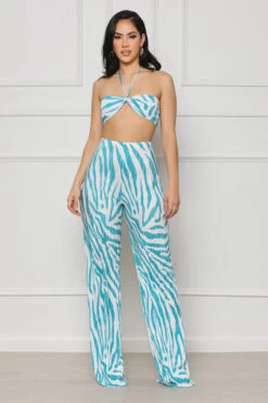 Wild For You Halter Pants Set (Blue Multi) -Lilly's Kloset lillys5 30 2329279