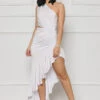 Foreign Affairs One Shoulder Ruffle Dress (White)