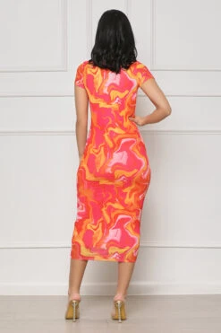 Heated Up Mesh Midi Dress (Pink Multi) -Lilly's Kloset lillys5 30 2329486