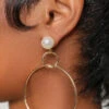 Gold Pearl Hoop Earrings