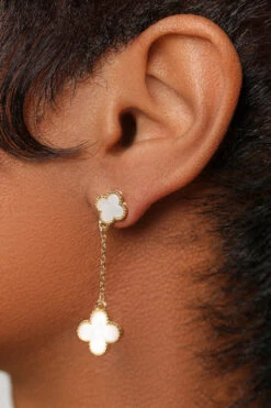 Gold Clover Drop Earrings