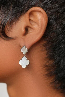 Clover Drop Earrings (Silver)