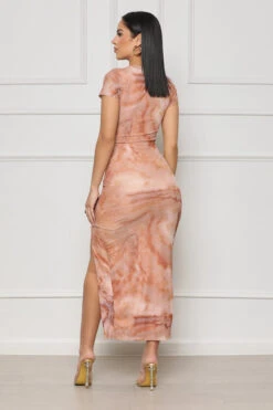 Always Noticed Mesh Midi Dress (Brown Multi) -Lilly's Kloset lillys6 6 2333164