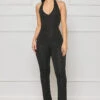 Here To Lounge Halter Top Jumpsuit (Black)