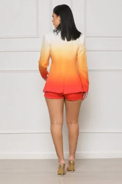 Wishful Thinking Ombre Blazer Short Set (Orange Multi) -Lilly's Kloset lillys6 6 2333593