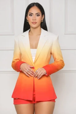 Wishful Thinking Ombre Blazer Short Set (Orange Multi)