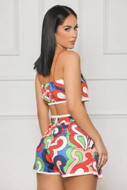 Find My Groove Pleated Skort Set (Blue Multi) -Lilly's Kloset lillys6 6 2333617