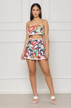 Find My Groove Pleated Skort Set (Blue Multi) -Lilly's Kloset lillys6 6 2333648