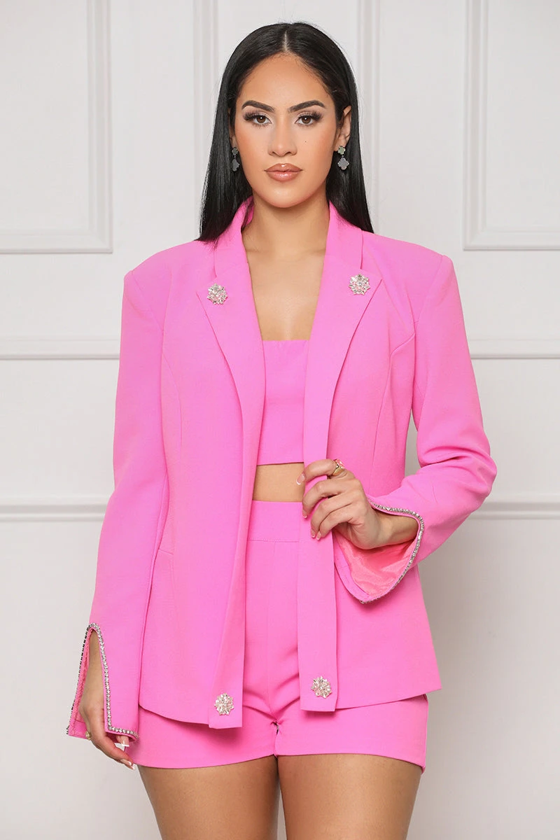 Daze In Malibu 3 Piece Shorts Set (Pink) 2 Daze In Malibu 3 Piece Shorts Set (Pink) - Image 2