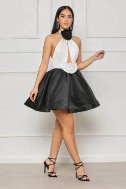 Lilly's Kloset 8 Admiring You Halter Top Mini Dress (White Multi)- FINAL SALE