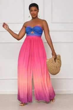 Summer Pleasure Pleated Jumpsuit (Pink Multi)