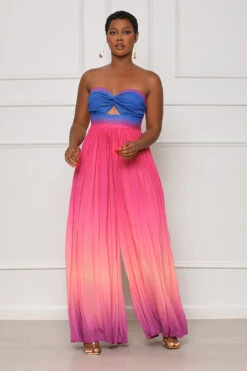 Summer Pleasure Pleated Jumpsuit (Pink Multi) -Lilly's Kloset lillys6 6 2333956