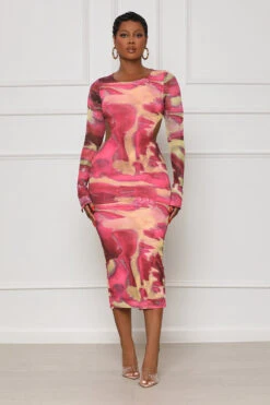 Trust Yourself Cut-out Watercolor Dress (Pink Multi)