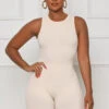 Contour Ribbed Romper (Cream)