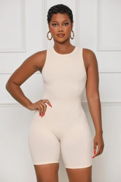 Contour Ribbed Romper (Cream)