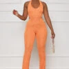 Here To Lounge Halter Top Jumpsuit (Orange)