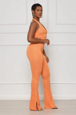 Here To Lounge Halter Top Jumpsuit (Orange) -Lilly's Kloset lillys6 6 2334417