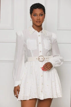 Only Elegance Embellished Mini Dress (White)