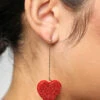 Sparkle Hearts Red Drop Earrings