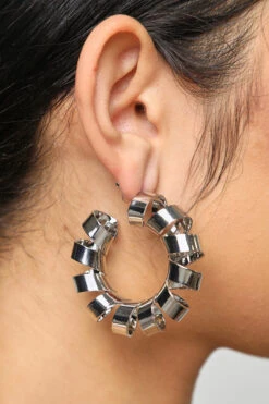 Silver Spiral Hoop Earrings